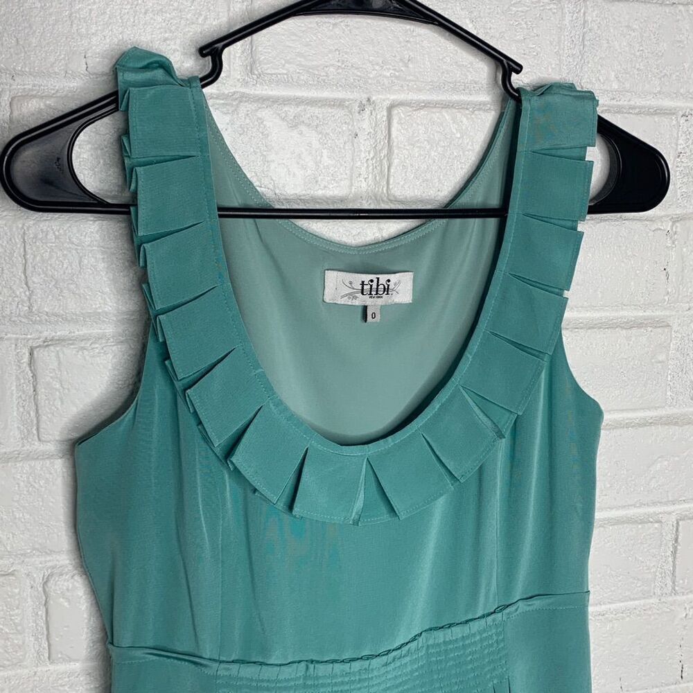 Tibi Lillian Scoop Neck Silk Dress Aqua Blue Teal Green size 0 - Picture 2 of 6